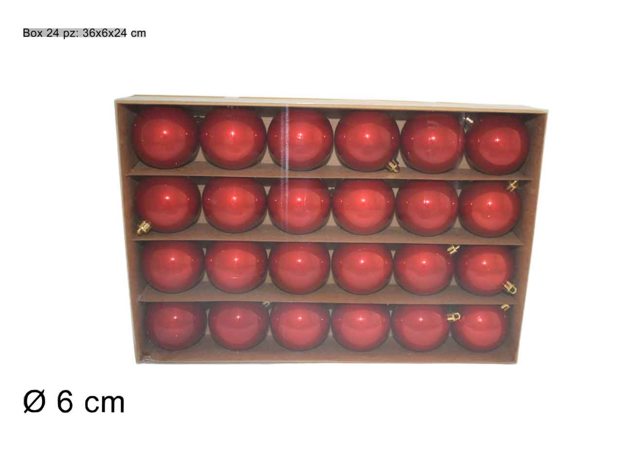 Sfera 6cm 24pz perlate rosso ca011282