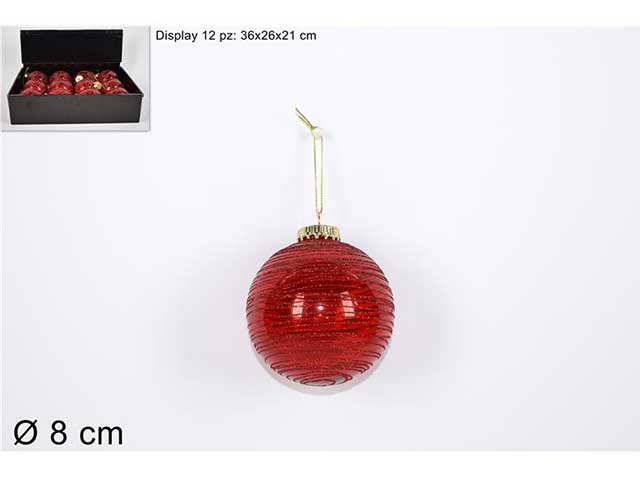sfera 8cm filo glitter rosso al004982