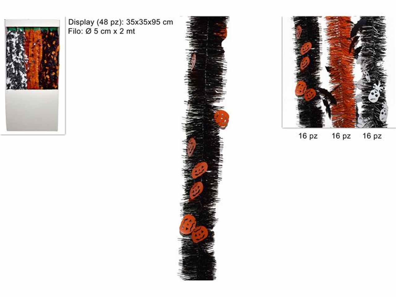 Filo addobbo halloween con teschio 5cmx2mt 3 colori