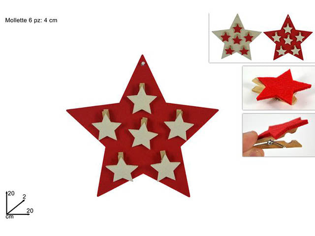 Mollettine stelle feltro 6 pezzi mo001601