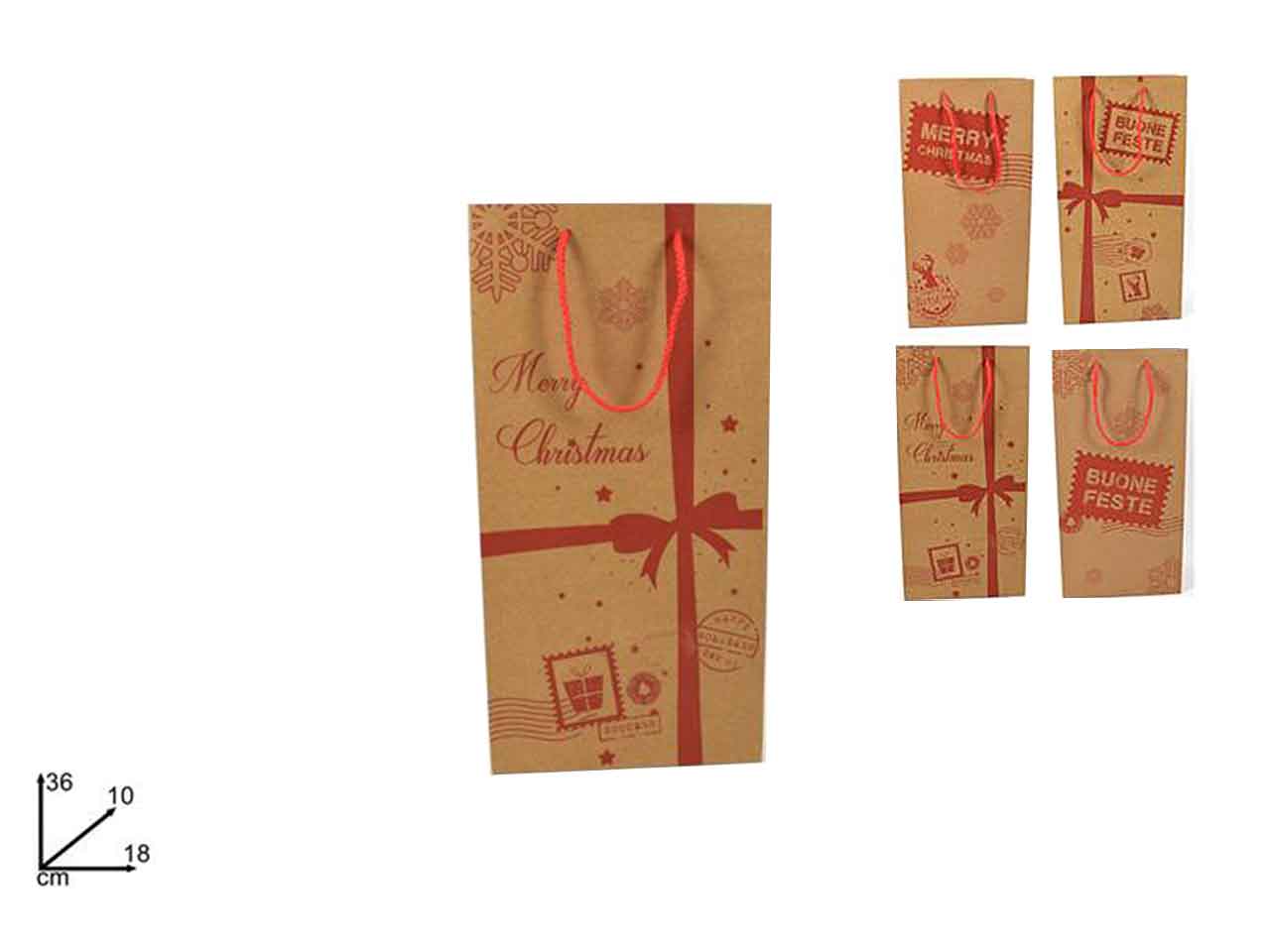 busta carta c/scritta rossa 36x18x10cmlu002146d