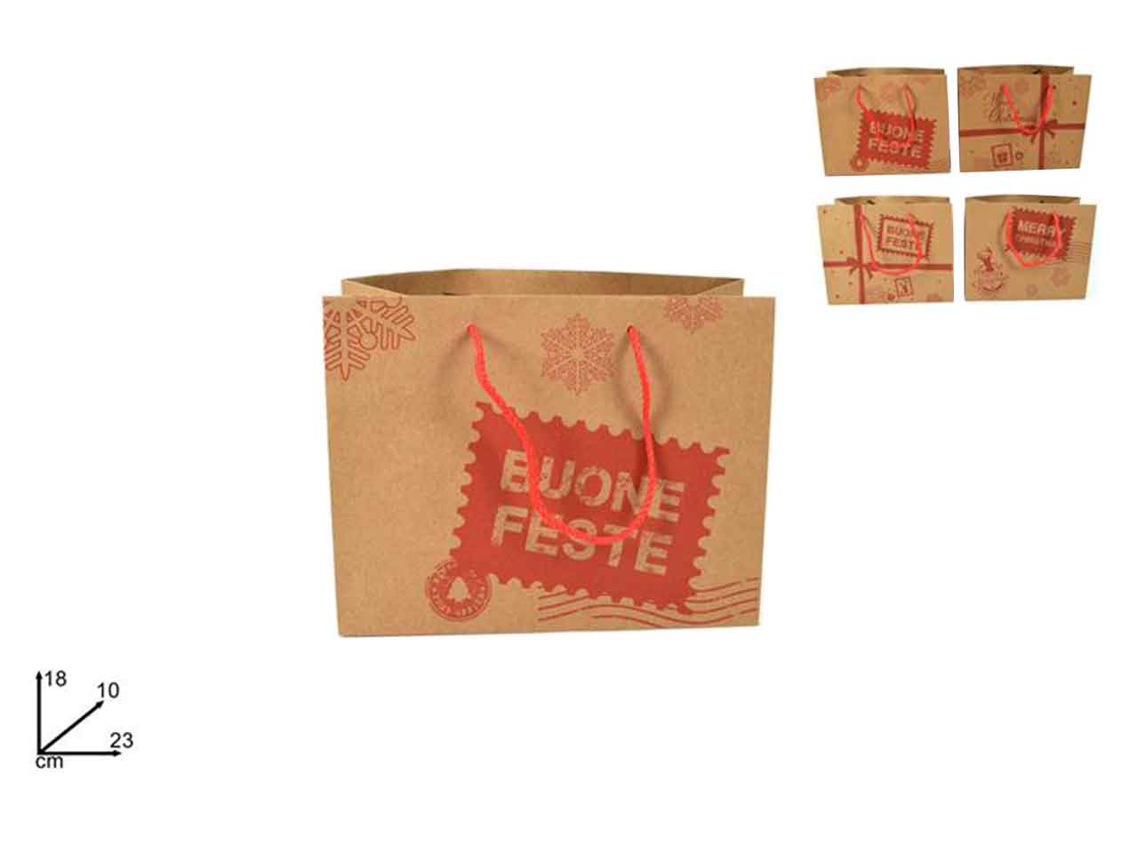 Busta carta c/scritta rossa 23x18x10cm lu002147