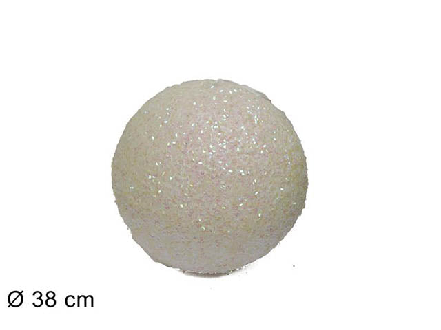 palline natalizie paillettes bianco diametro 38cm