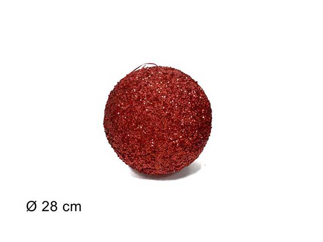 palline natalizie paillettes rosso diametro 28cm