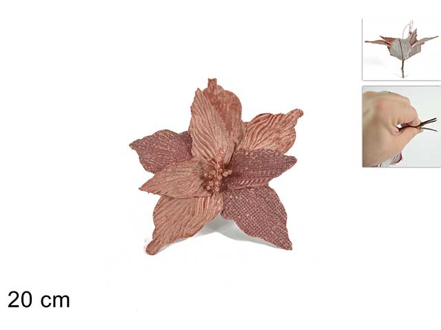 fiore velluto rosa c/pinzetta o009408