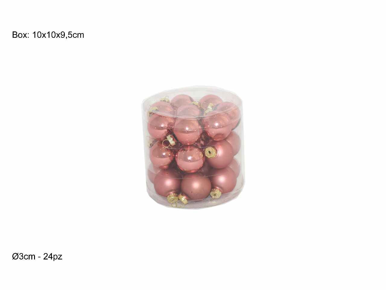 Palline natalizie rosa in vetro diametro 3cm - 24 pezzi