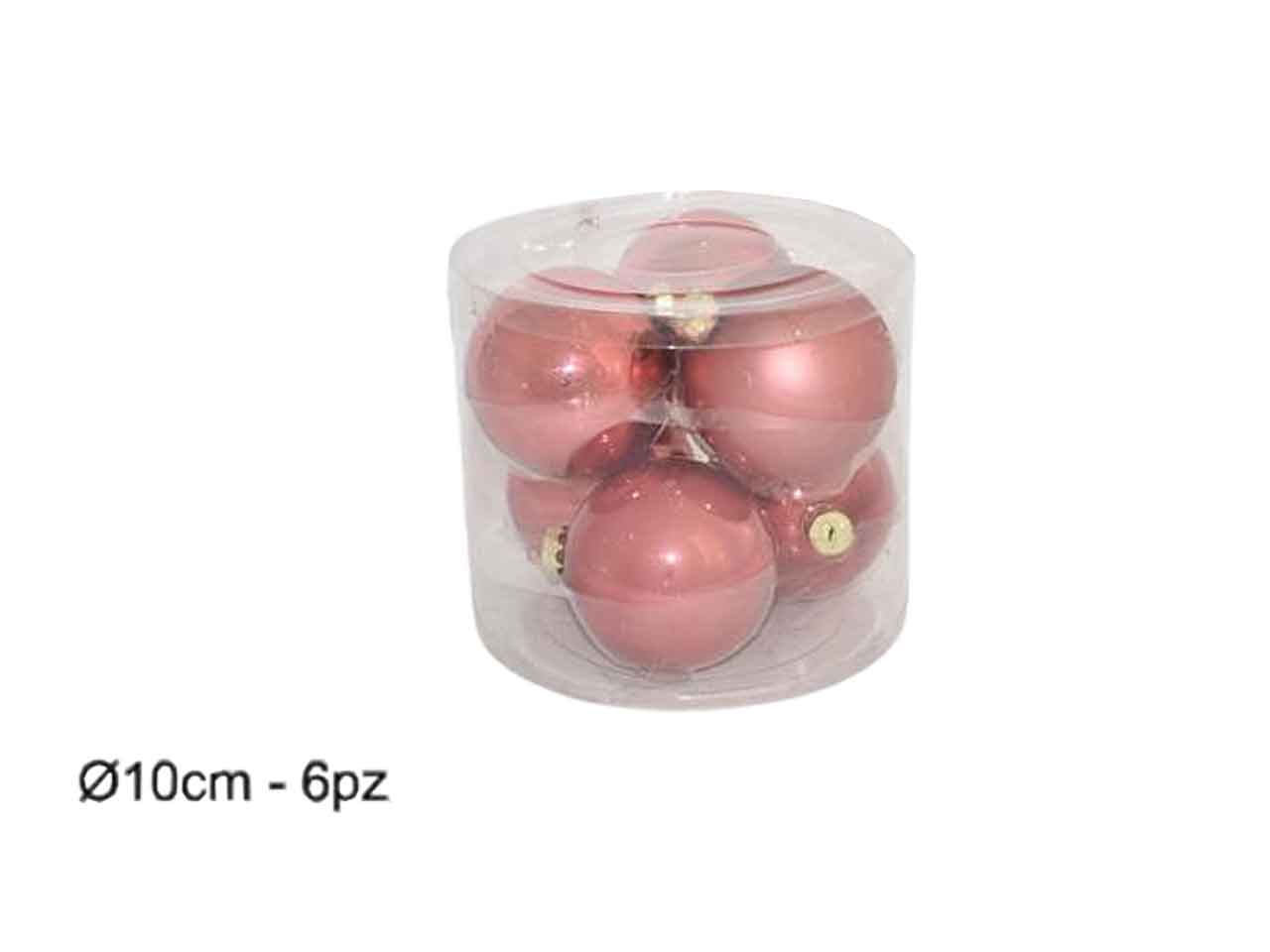 Sfera vetro rosa 10cm 6pz