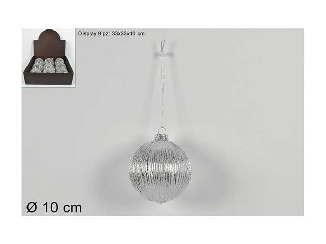 palline natalizie argento in vetro diametro 10cm