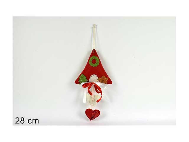pendente natalizio rosso in tessuto 28cm