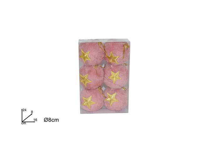 sfera 8cm 6 pezzi con stella oro ro009703c