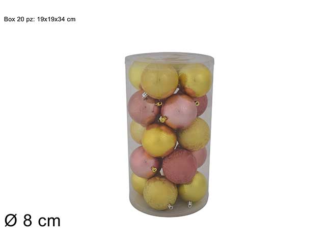 sfera 8cm 20 pezzi rosa antico/oroca012153e