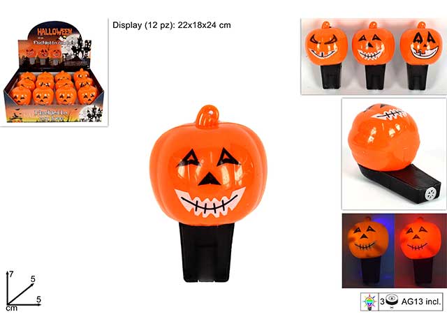 Fischietto zucca con luce a batteria 3 assortimenti