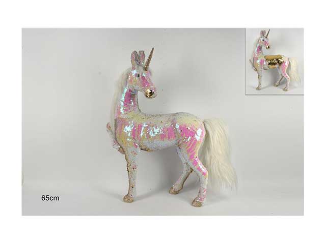 unicorno 65cm paill.bianco/oro ro009981