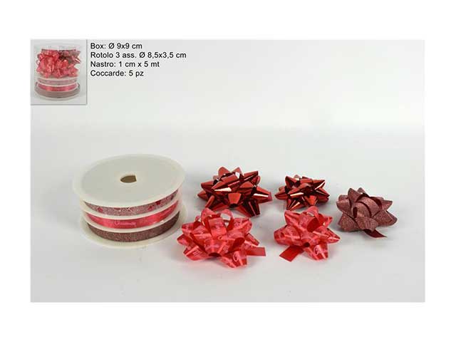 Nastro 3 pezzi + coccarde rosse mv000345