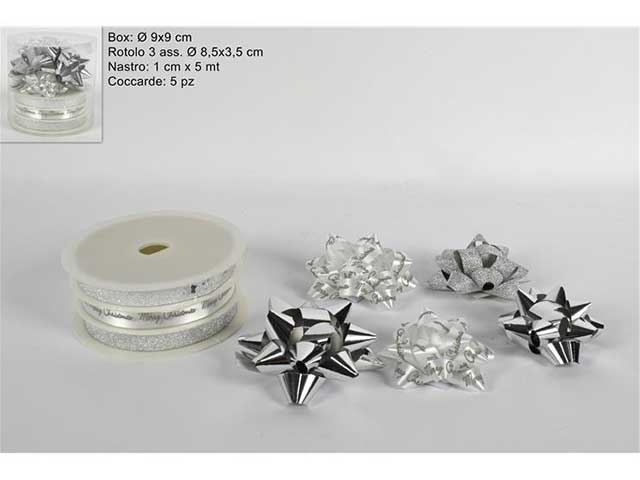 Nastro 3 pezzi + coccarde silver mv000345b