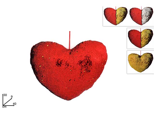 Cuore c/paillettes 40x30cm mv000370