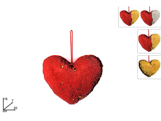 Cuore paillettes bicolor 20x16 mv000371
