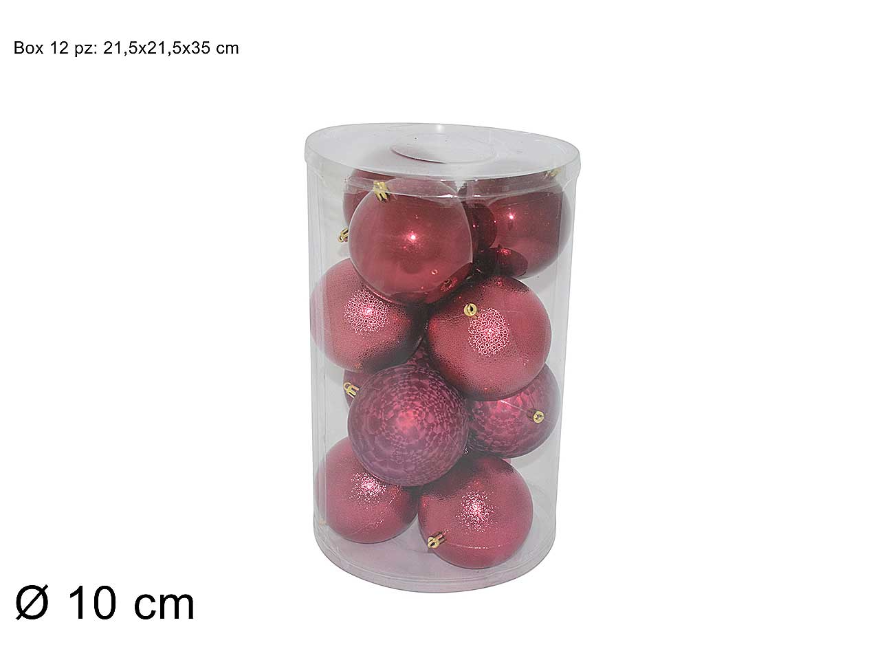 Sfera 10cm 12 pezzi bordeaux