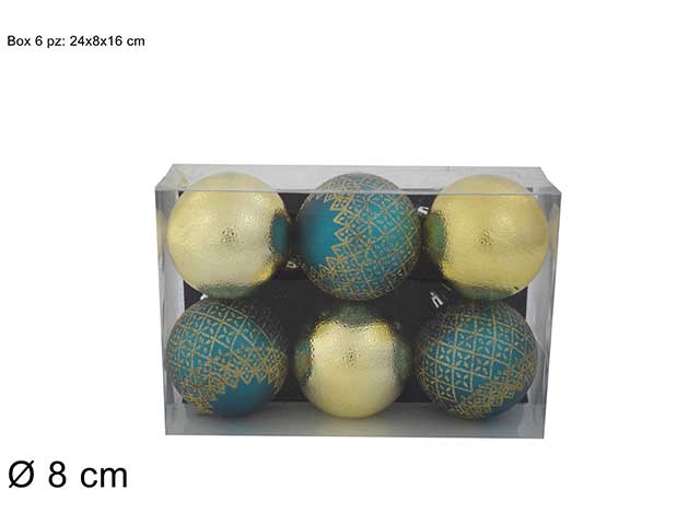 sfera 8cm 6 pezzi dec.verde/oro ca012435d