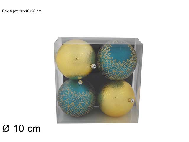 sfera 10cm 4 pezzi dec.verde/oro ca012436d