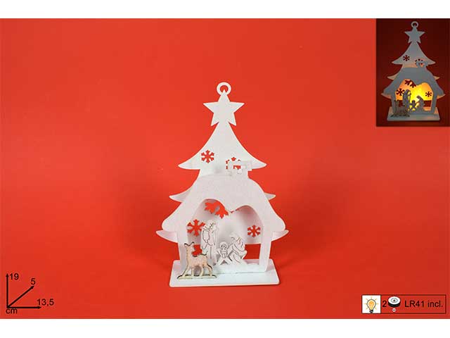 albero legno c/nativita'/luce 19cm mn001134
