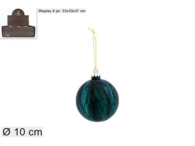 palline natalizie marmorizzato verde in vetro diametro 10cm