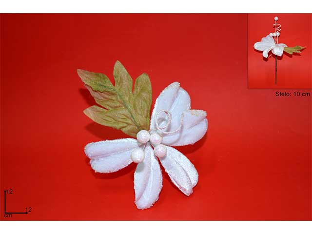 fiore velluto 12cm bianco ba000087c