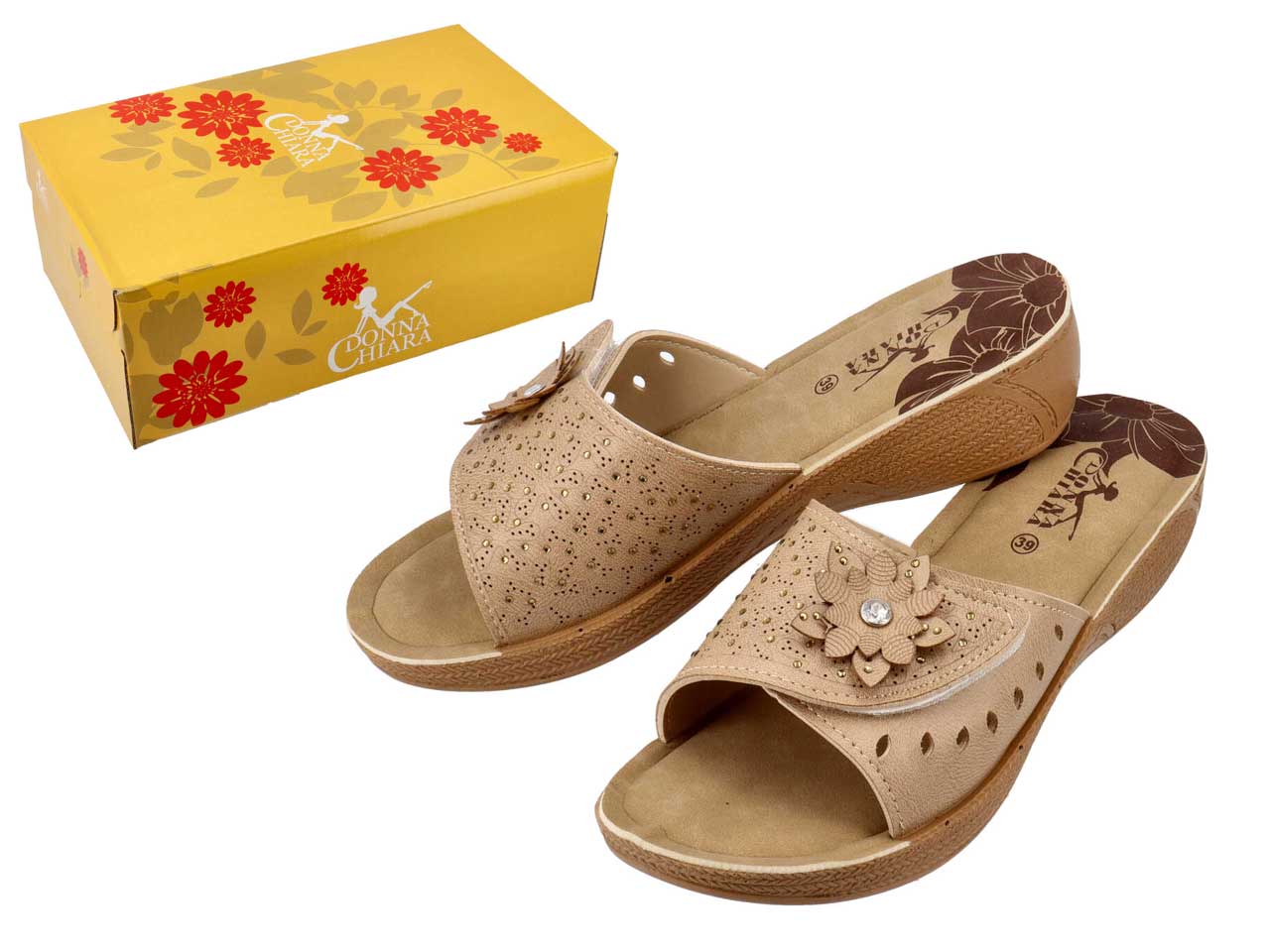 Ciabatte a fascia donna beige taglia 36-41