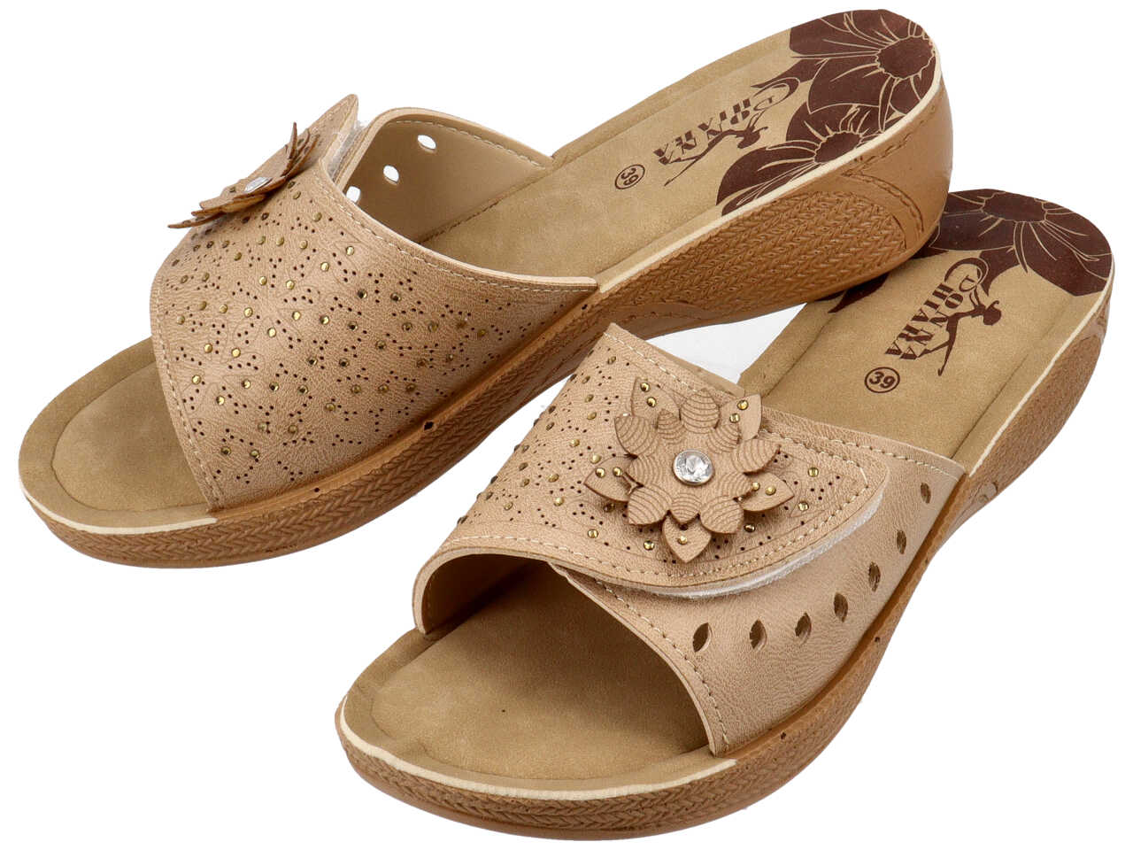 Ciabatte a fascia donna beige taglia 36-41