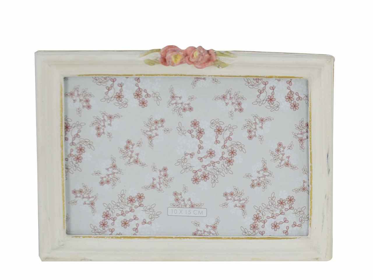 porta foto crema con rose 17,5xh13cm 9162970000