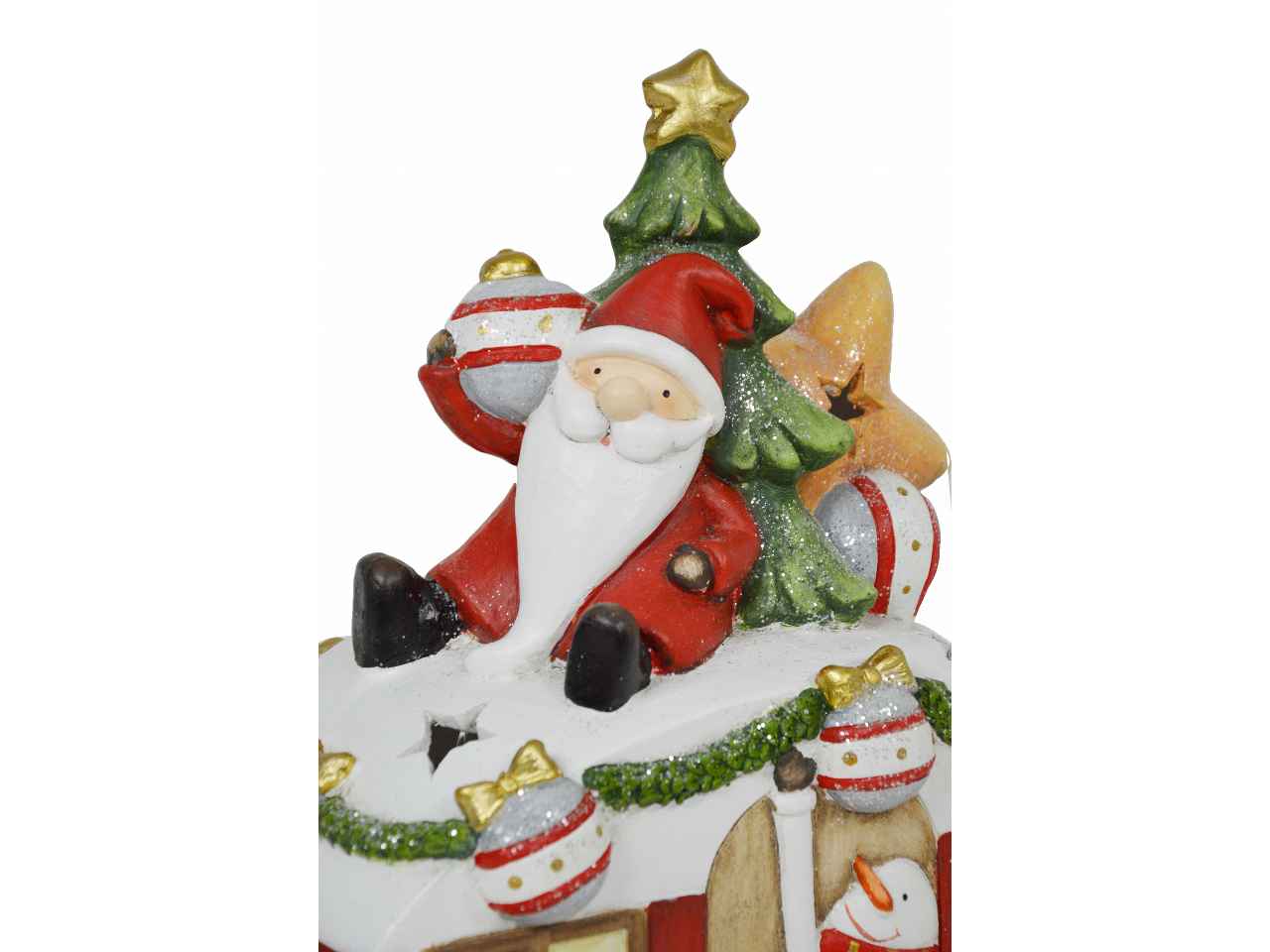Babbo natale c/roulotte con led nym-2005  cm47,5 x24x48