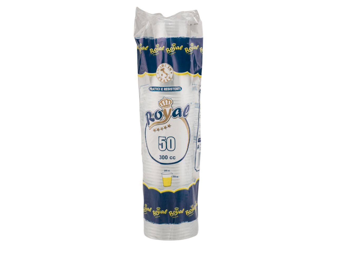Bicchieri 300cc in polipropilene trasparenti linea royal - la confezione contiene 50 bicchieri