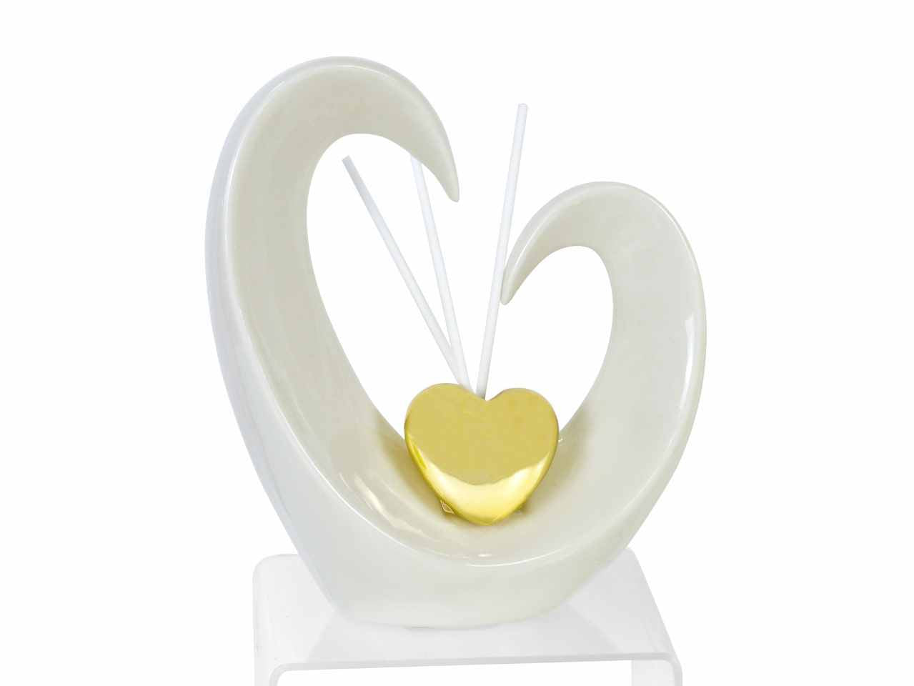 Profumatore cuore in porcellana 15,5x6,5x18cm con confezione regalo