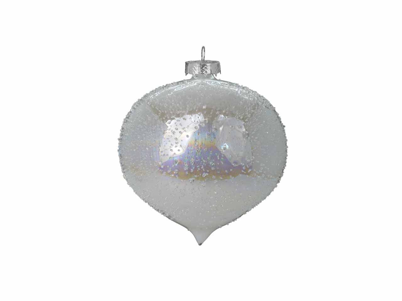 sfera natalizia a punta 15cm bianca in plastica