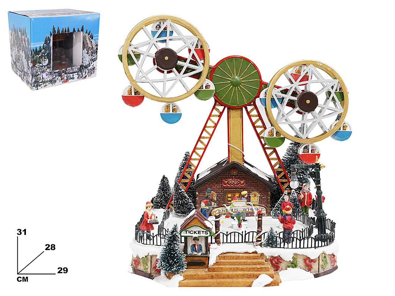 Carillon con doppia ruota panoramica 31x29x28,5cm $