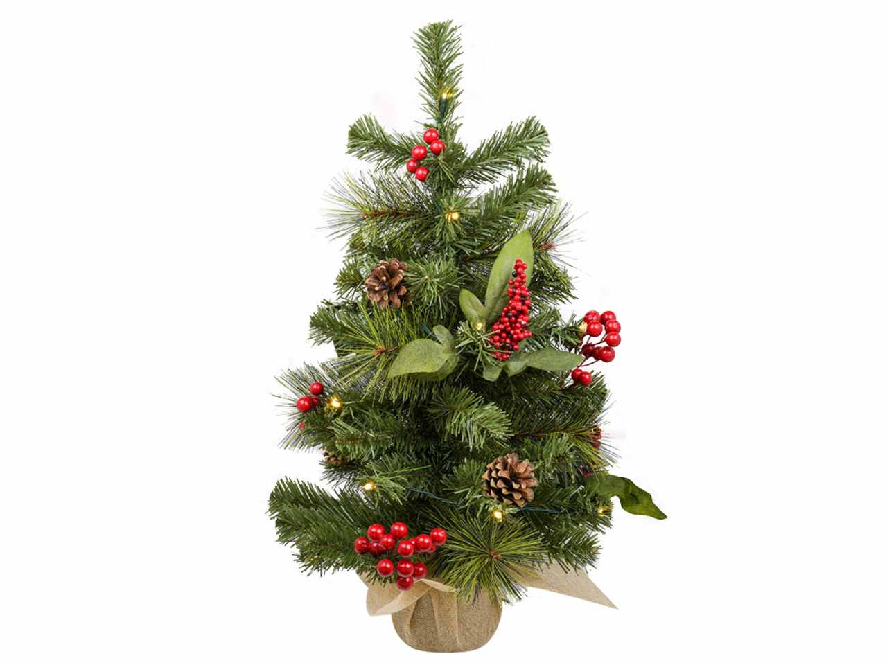 Alberello con bacche e luci 60cm