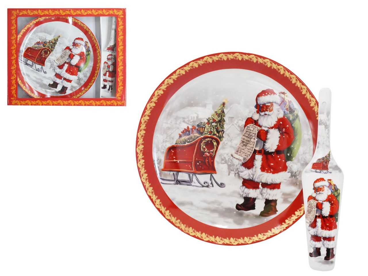 Set piatto con spatola decorativo natalizio