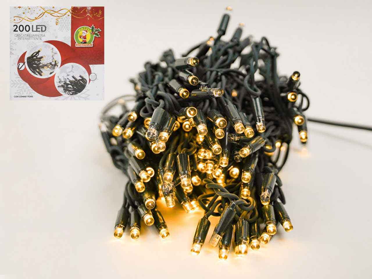 Cascata 200led luce bianco caldo +flash uso esterno
