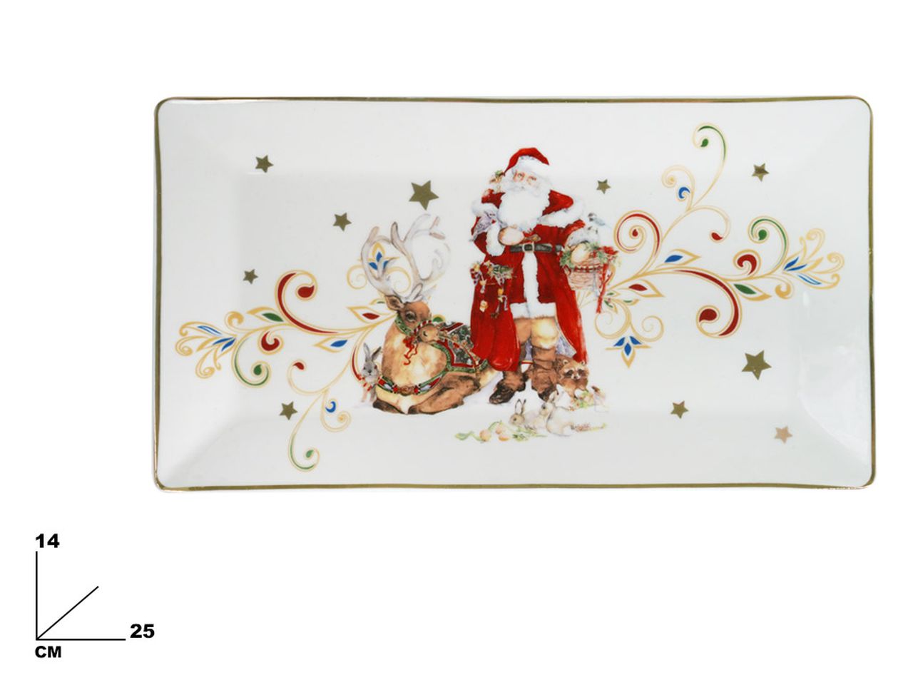Piatto rettangolare decorativo natalizio misura 14x25cm