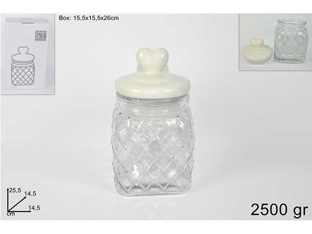 Barattolo vetro quadro 2500gr ln000639