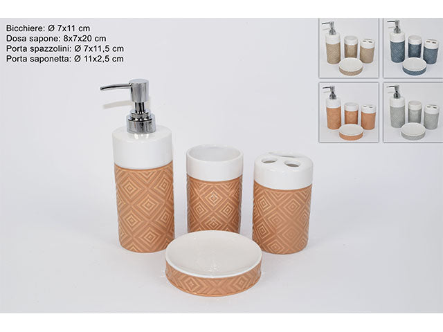Set bagno ceramica rombi 4 pezzimi012474