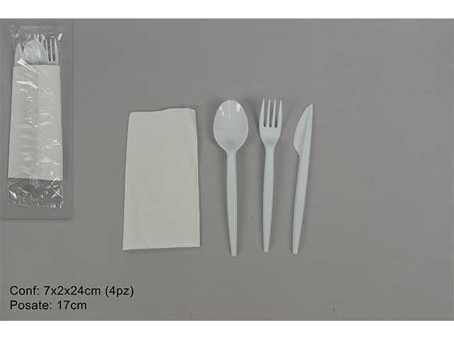 Posate plastica c/tovagliolo 3 pezzi mi0125