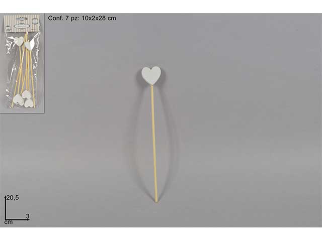 spillone cuore legno 5cm 5 pezzi