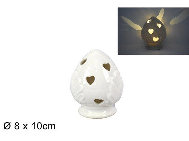 Pomo cuori c/luce bianca 10cm ca007347b