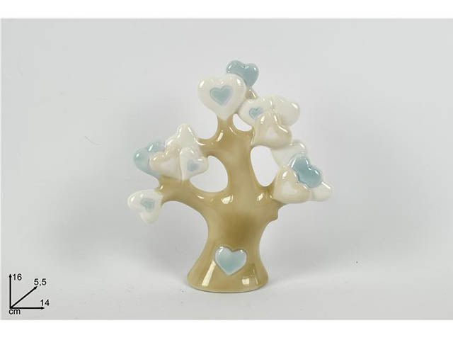 albero c/foglie cuori celesti 16cm ca007571