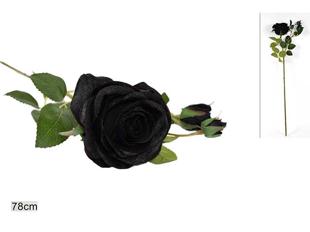 Rosa con boccioli 78cm nera ln001769