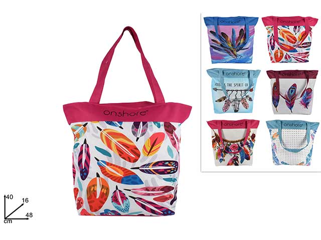 borsa spiaggia fantasia piume