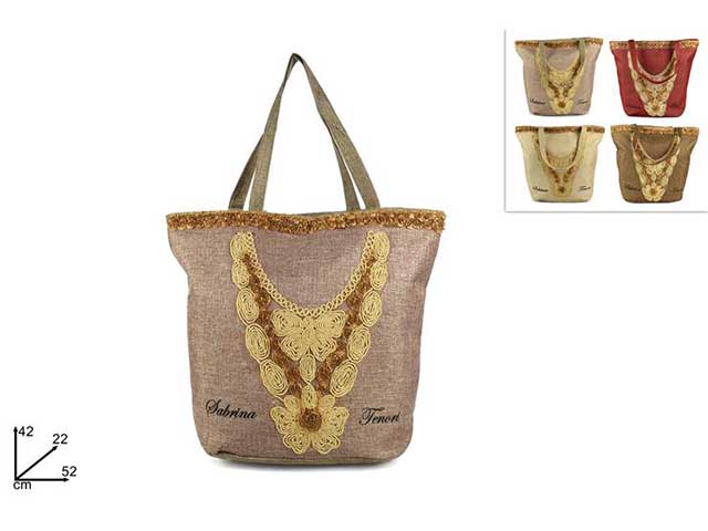 borsa spiaggia con ricamo farfalla