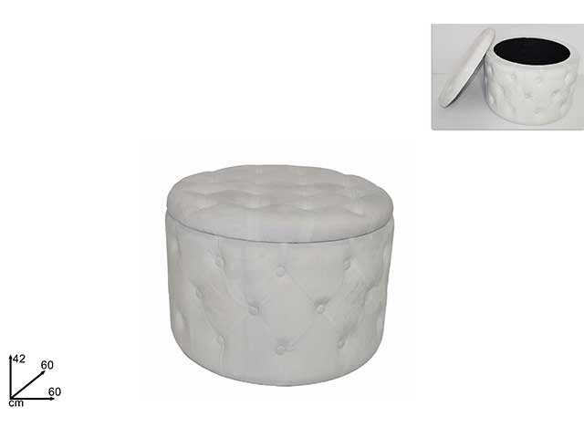 Pouf contenitore velluto bianco mi014101