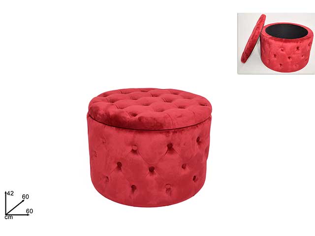 Pouf contenitore velluto rosso mi014101b
